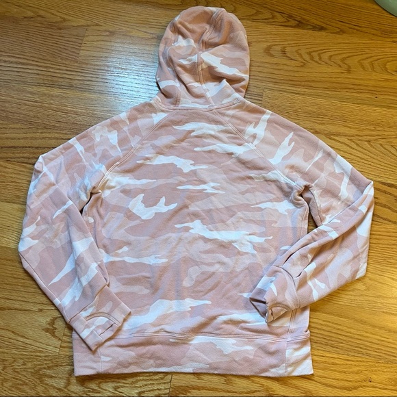Athleta Girl pink camouflage hoodie sweatshirt size large / 12 - Picture 2 of 5